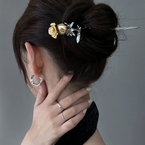 Punk Rose Flower Hair s Hairpins for Women Vintage Pendant S