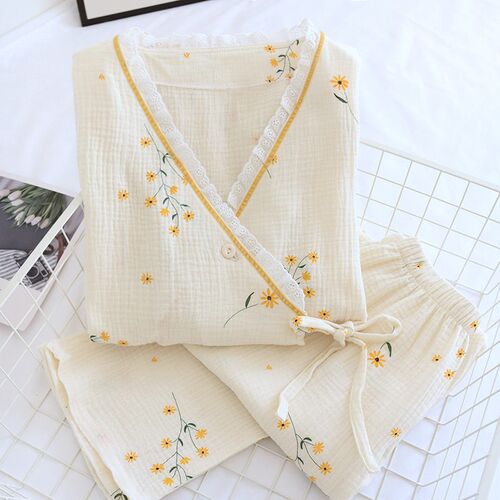 Fdfklak 2023 Spring Crepe Kimono Long Sleeve Home Clothes Fe