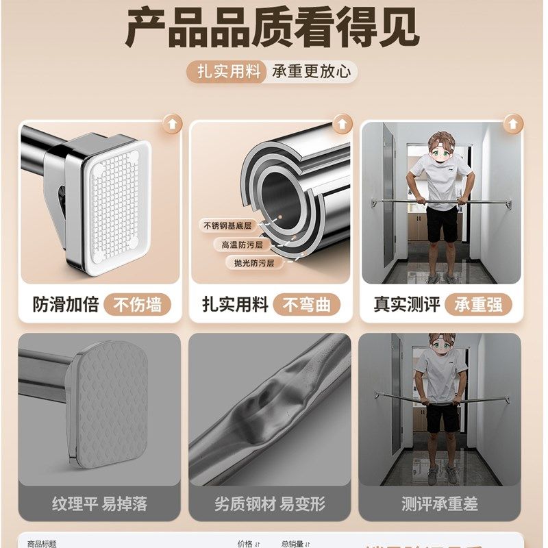 德国免打孔伸缩晾衣杆阳台固定晾衣架窗帘杆衣柜卫生间撑杆凉挂衣,家庭/个人清洁工具,浴帘杆,淘宝优惠券,粉丝福利购,淘宝优惠卷