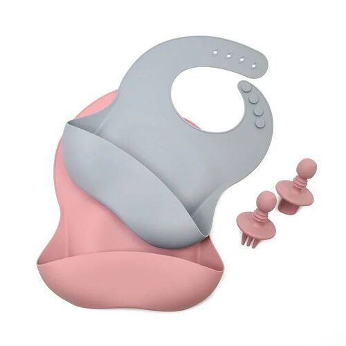 Silicone Large Waterproof Bib Soft Baby Feeding Bib Solid Co