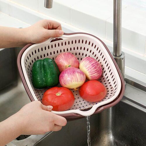 Double-layer vegetable washing basket, kitchen household pla
