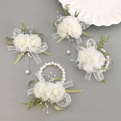 Girls Bridesmaid Wrist Corsage Bridal Prom Party Boutonniere