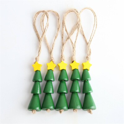 Christmas Wooden Beads Decorated Small Christmas Tree Popula
