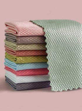 xyf家用鱼鳞面抹布不易留痕吸水不易掉毛混色10条装