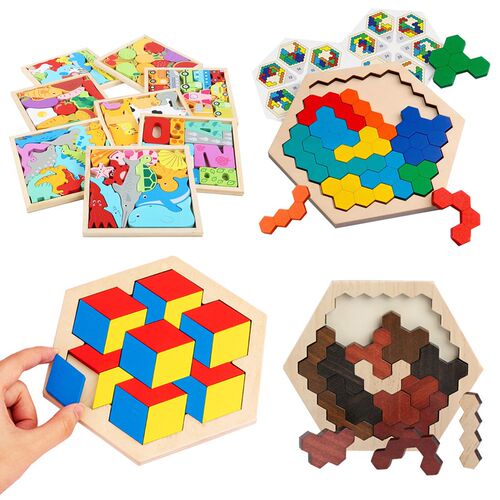 Colorful 3D Puzzle Wooden Toys High Quality Tangram Math Kid