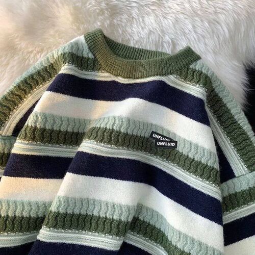 Autumn Sweater Couple Vintage Striped Loose Youth Preppy Sty