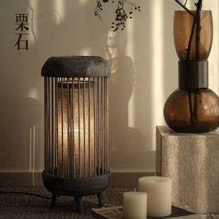 栗石【东方古韵】复古中式木质灯笼落地灯侘寂风样板间民宿氛围灯