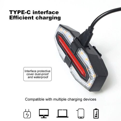 Rechargeable Bike Tail Light with Turn Signals Bicycle Rear