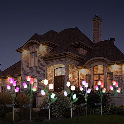 Solar Simulation Tulip Ground Lamp Decoration Led Wiring-fre