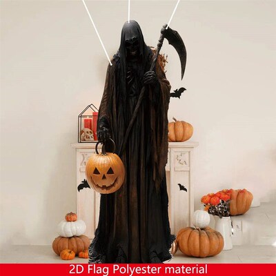 2D Halloween Horror Evil Pumpkin Man hanging Background Clot