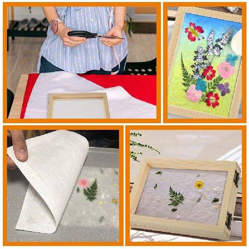 4pcs Wood Picture Frame DIY Material Package Kids Paper