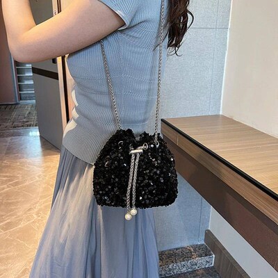 Good-looking Peronality Sequin Women New Korean Bucket Bag