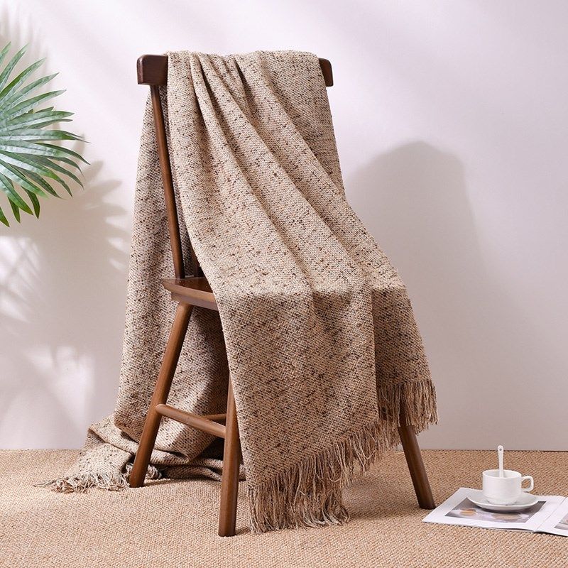 咖色条纹中古风样板房搭毯床尾巾侘寂风酒店民宿床旗软装装饰配色,床上用品,休闲毯/毛毯/绒毯,淘宝优惠券,粉丝福利购,淘宝优惠卷