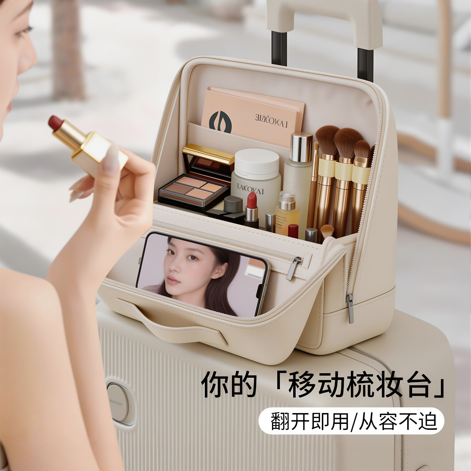 立体可站立大容量化妆包