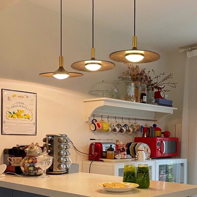 复古吊灯餐厅灯实木中古艺术设计师原木风民宿飞碟吧台餐桌灯casa