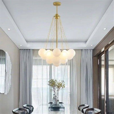 Nordic Frosted Glass Ball Chandelier for Dining Living Room