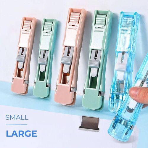 Mini Traceless Reusable Hand Clamp Push Stapler Paper Book F
