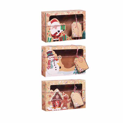 3/6/9/12pcs Kraft Paper Candy Boxes Merry Christmas Cookie G