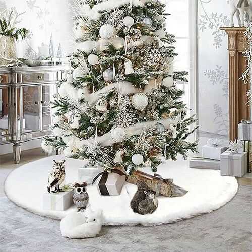 78/90/122cm Christmas Tree Skirts White Plush Mat Navidad Pl