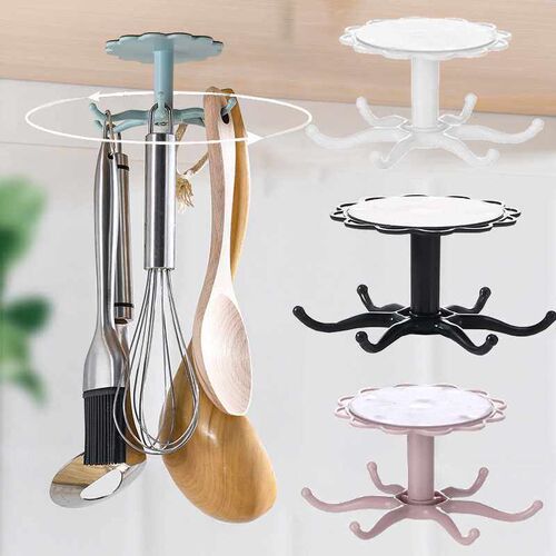 Kitchen Flower Rotary Hook Wall Mounted Kitchenware Storage