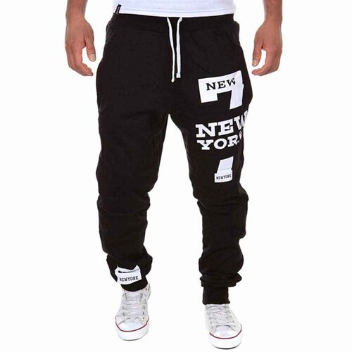Autumn Winter Pants Men Casual Jogger Number 7 Printed Lette