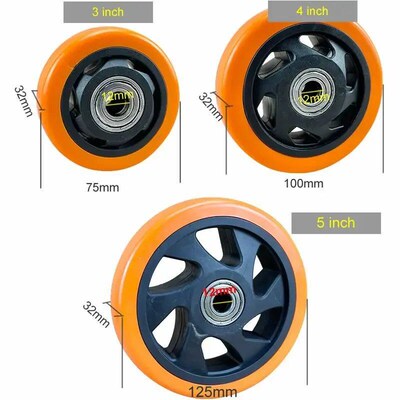 PU Replacement caster wheels with double bearings orange col