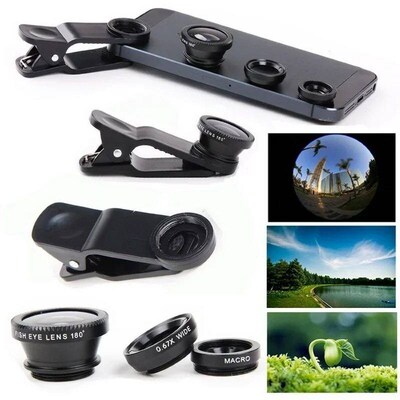 3 In 1 Macro 0.67x Wide Angle Fish Eye Lens Universal Mobile
