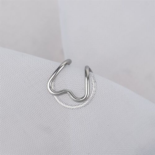 Metal Silver Heart Ear Clip Double-layer Ear Bone Cuff  Clip
