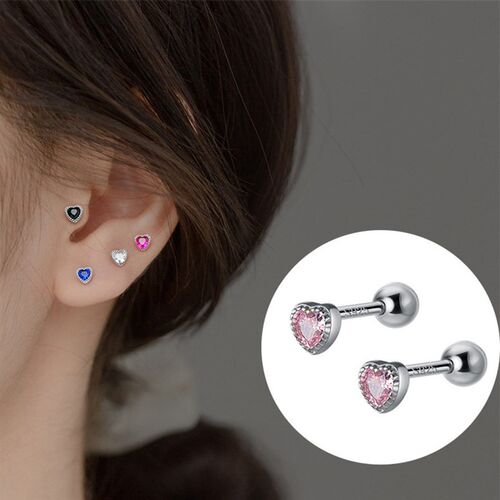 1Pc Fashion Tragus Helix Piercing Screw Small Heart Studs Ea