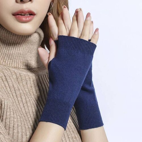 Women Knitted Fingerless Wool Glove Winter Warm Cashmere Str