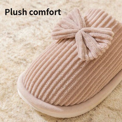 Fashion Womens Bow Slippers Fall/Winter Indoor Bedroom Floo