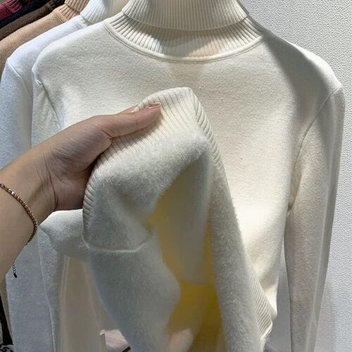 Turtleneck Winter Sweater Women Elegant Thicken Velvet