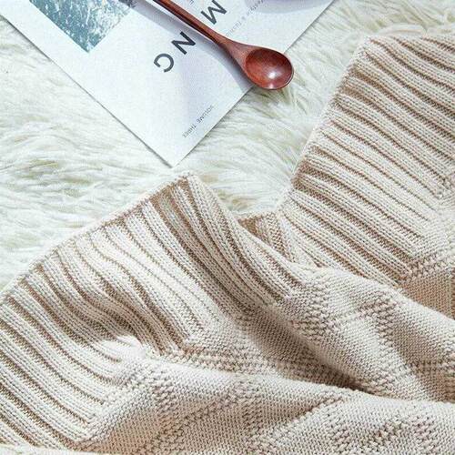 Nordic concise cotton knitted blanket, office sofa, lunch br