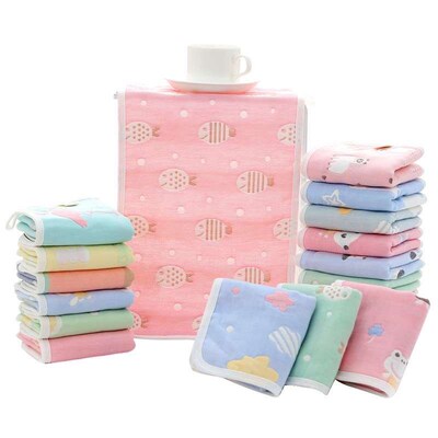 25*50cm cotton childrens towel jacquard 6 six layer gauze c