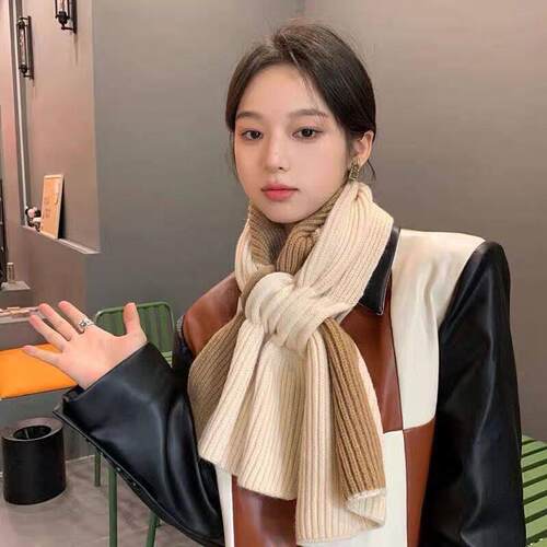 Warm Color blocked Knitted Cross Neck