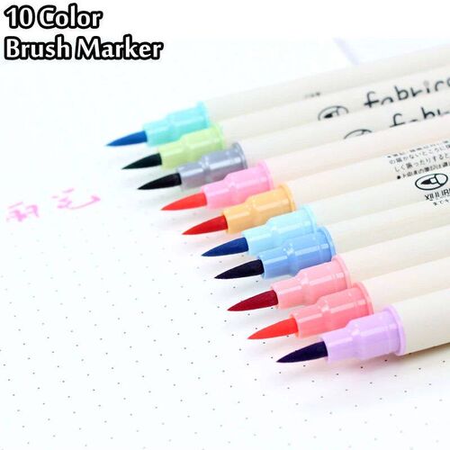 10 Colors Brush Pen Set Fabricolor Marker Pen Soft Tip Colou