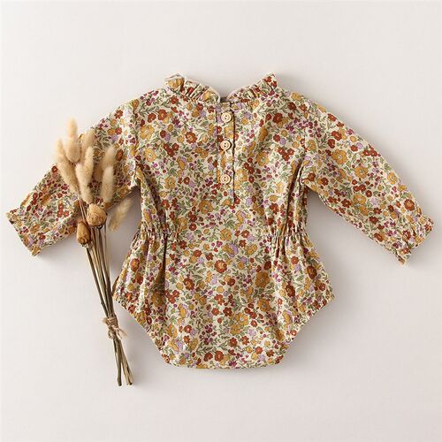 Vintage Floral Baby Girl Clothes 0-2Y Long Sleeve Romper Jum