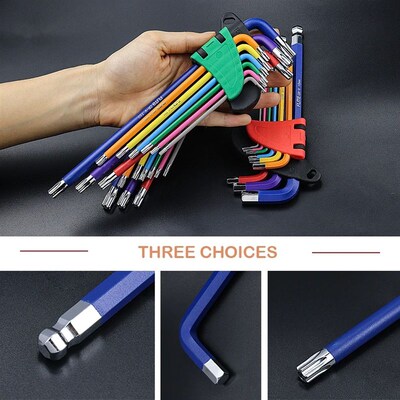 Hex Key Set 9PCS Metric Allen Key Set 1.5-10MM Anti-Slip Lon