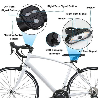 Remote Controlled Turn Signal Tail Light Usb Rechargeable Mo