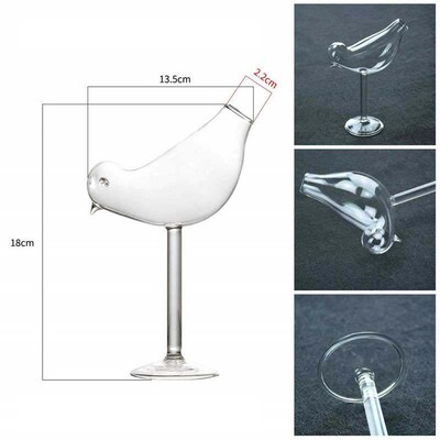 2Pcs/Set Bird Champagne Glass Creative Molecular Smoked Cock