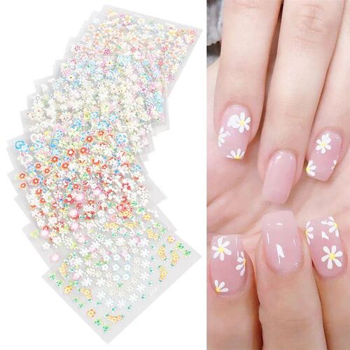 30 Pcs Colorful Flower Nail ers Set Small Sakura Daisy Cute