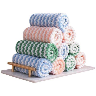 Wavy pattern dishcloth, highly absorbent and oil-resistant,