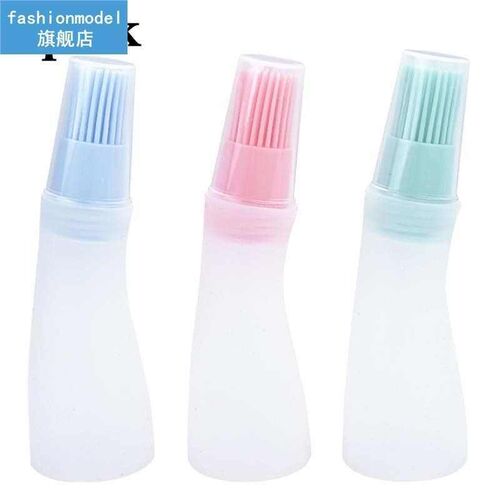 3pcs Portable Silicone Oil Bottle With Brush Baking BBQ Bast