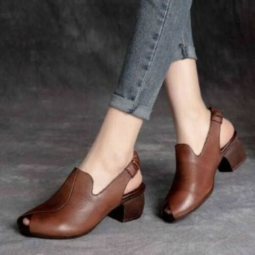 Thick-heeled Soft Leather Outer Slippers Fish Mouth