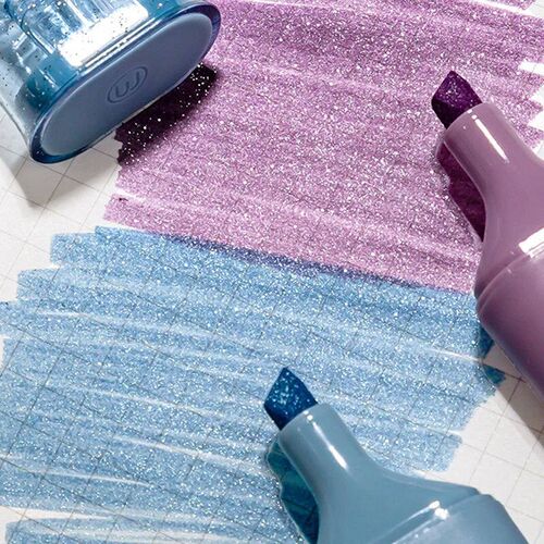 Glitter Highlighters, Flexible Line Width and Smudge-Proof W