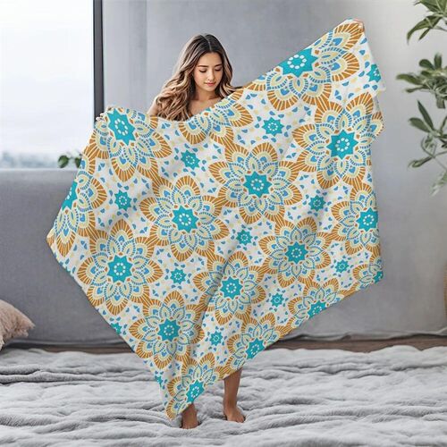 Turkish Style Floral Cotton Throw Blanket Sofa Bed Decorativ