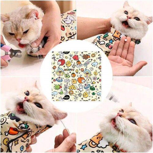 Cat Grooming Wrap Self-Adherent Cat Restraint Wrap