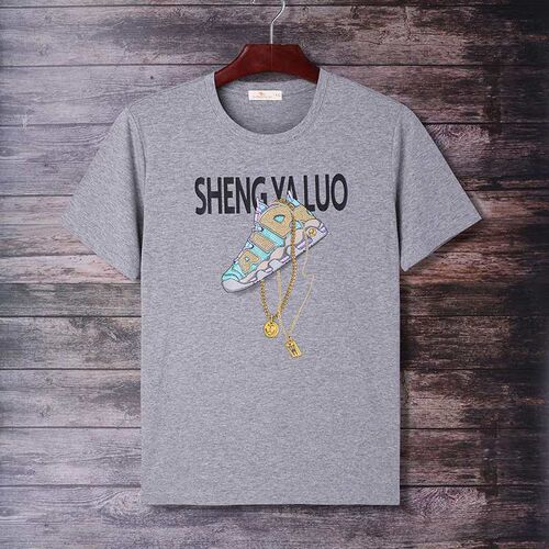 Mens Fat Boy ort-sleeved Silk Screen Collarless irt New Sum