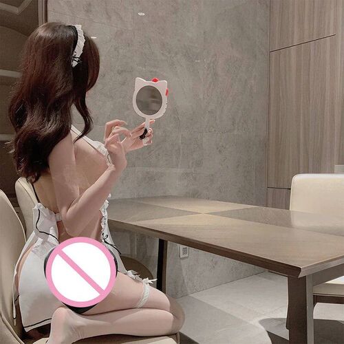 Big Bow White Backless Sexy Lingerie Dress Women Maid