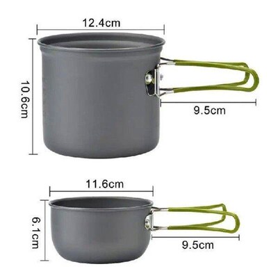2 Set Camping Cookware Outdoor Cooking Set Heat Cooker